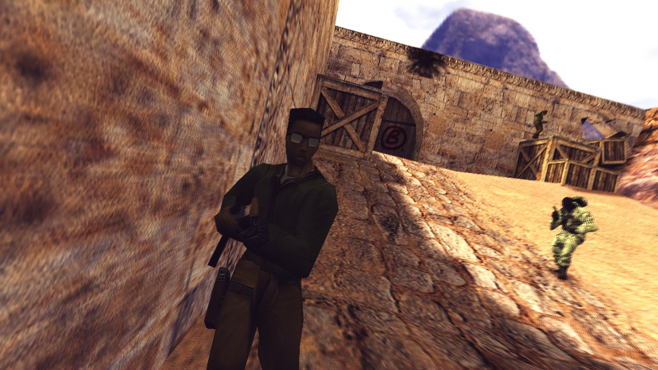 Equipo Terrorista adelantando por zona de medio en Dust 2